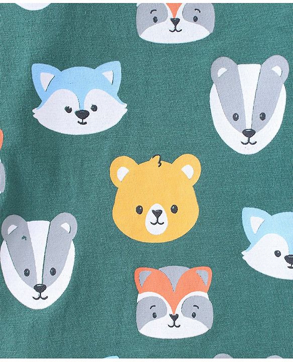 Babyhug Cotton Knit Full Sleeves T-Shirts with Bear & Fox Print Pack of 3 - Blue Green & Yellow