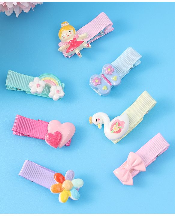 Babyhug Hair Pins and Clips Free Size pack of 7 - Multicolor