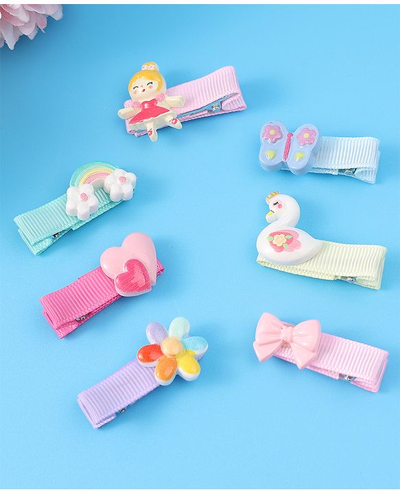 Babyhug Hair Pins and Clips Free Size pack of 7 - Multicolor