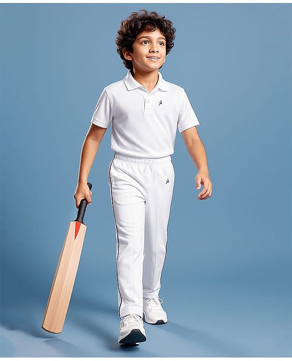 Pine Active Half Sleeves T-Shirt & Track Pant Cricket Jersey Set - White
