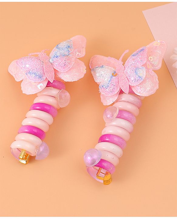 Pine Kids Bow & Butterfly Clips Set of 2 - Pink