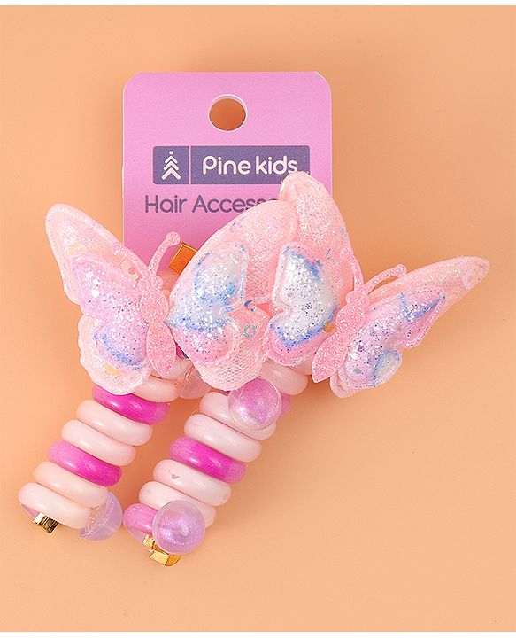 Pine Kids Bow & Butterfly Clips Set of 2 - Pink
