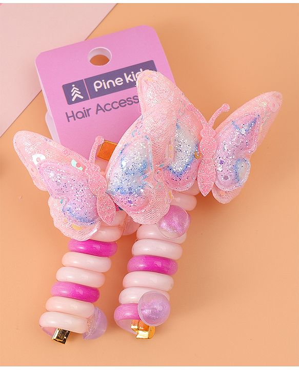 Pine Kids Bow & Butterfly Clips Set of 2 - Pink