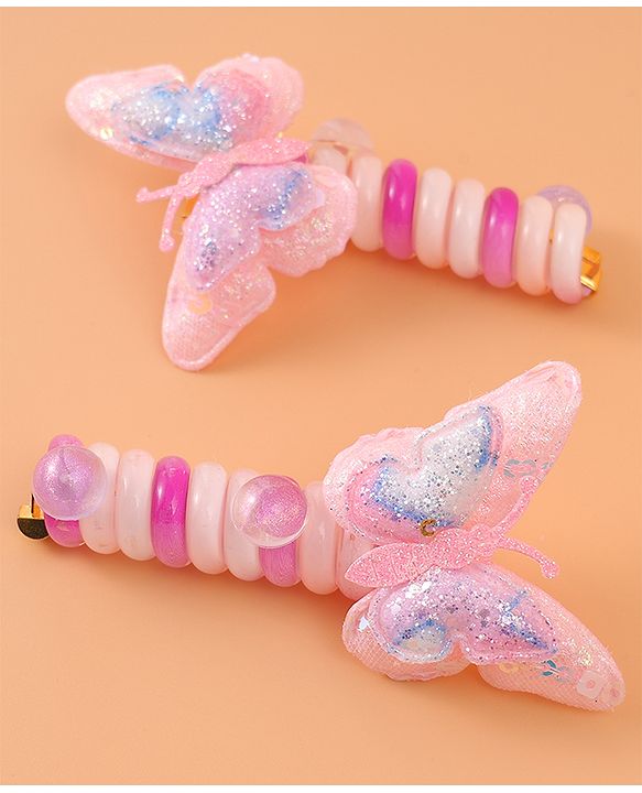 Pine Kids Bow & Butterfly Clips Set of 2 - Pink