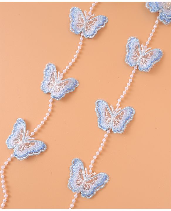 Pine Kids Bow & Butterfly Beaded Clips Set of 2 - Blue
