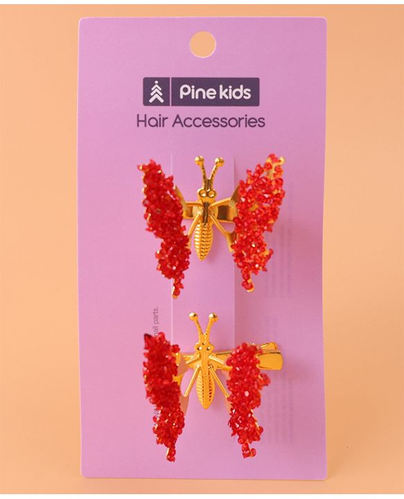 Pine Kids Butterfly Clips Set of 2  - Red