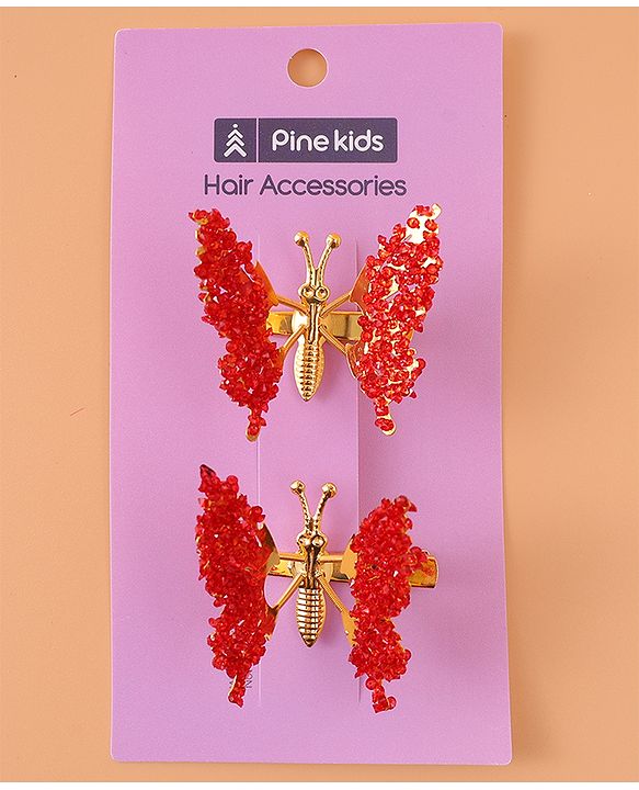Pine Kids Butterfly Clips Set of 2  - Red