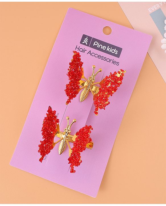 Pine Kids Butterfly Clips Set of 2  - Red
