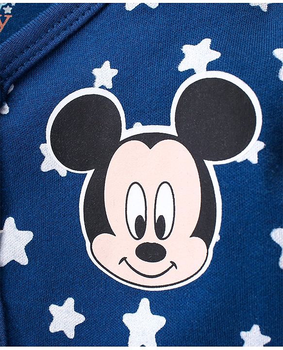 Babyhug Disney Interlock Knitted Full Sleeves Jhablas With Mickey Mouse Graphics Pack of 3 - White Blue & Red