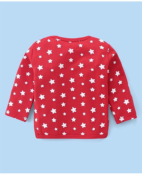 Babyhug Disney Interlock Knitted Full Sleeves Jhablas With Mickey Mouse Graphics Pack of 3 - White Blue & Red