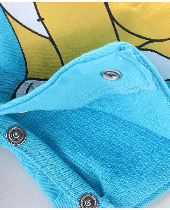 Babyhug Single Jersey Knit Striped Half Sleeves T-Shirt with Bunny & Lion Printed Dungaree - Blue & Green
