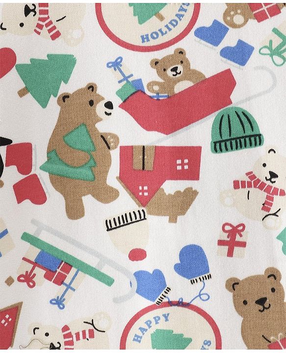 Babyhug 100% Cotton Knit Full Sleeves Sweatshirt with Bear Print - Multicolour