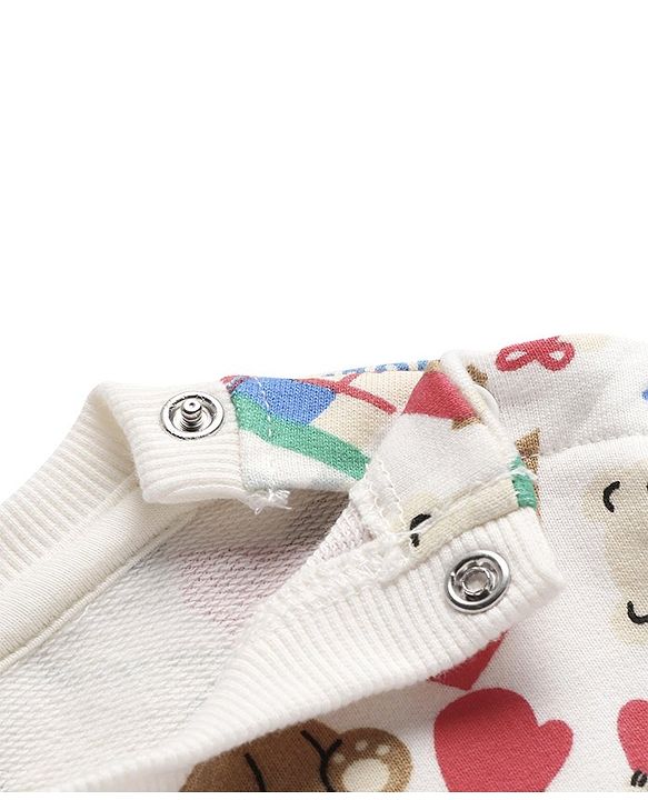 Babyhug 100% Cotton Knit Full Sleeves Sweatshirt with Bear Print - Multicolour