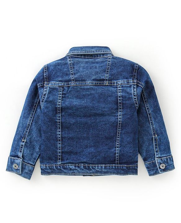 Babyhug Full Sleeves Collar Neck Washed Denim Jacket With Detachable Hood - Blue