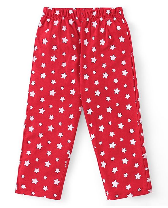 Babyhug Disney Single Jersey Full Sleeves Front Open Night Suit with Star & Minnie Mouse Print - Red