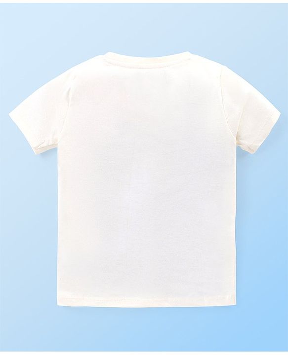 Babyhug Disney Cotton Knit Half Sleeves T-Shirt & Shorts Set With Mickey Mouse Print - White & Red