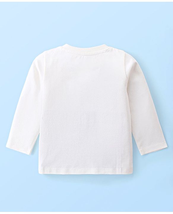Babyhug Disney Single Jersey Knit Full Sleeves T-Shirt & Joggers Set With Micky Mouse Graphics - White & Blue