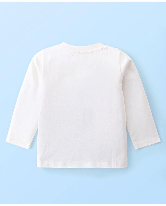 Babyhug Disney Single Jersey Knit Full Sleeves T-Shirt & Joggers Set With Micky Mouse Graphics - White & Blue