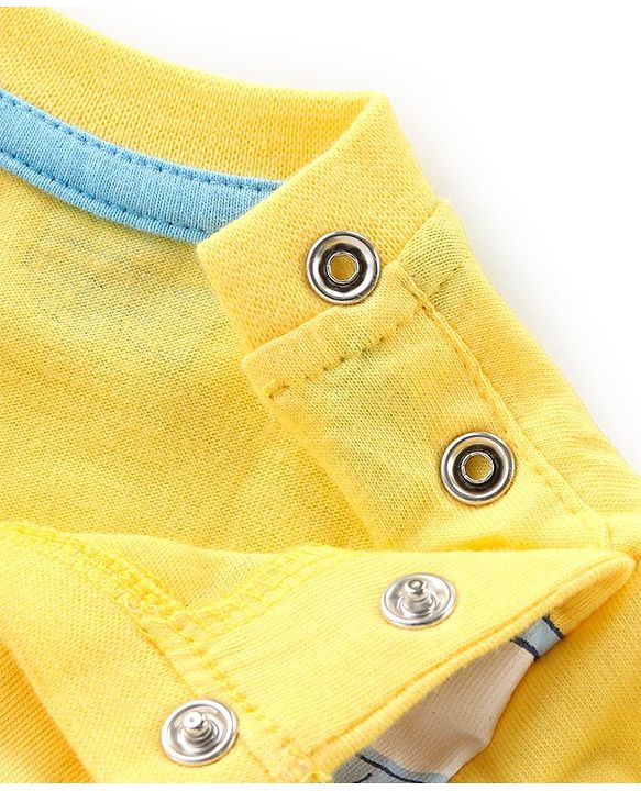 Babyhug Cotton Knit Full Sleeves Night Suit with Elephant Print - Yellow