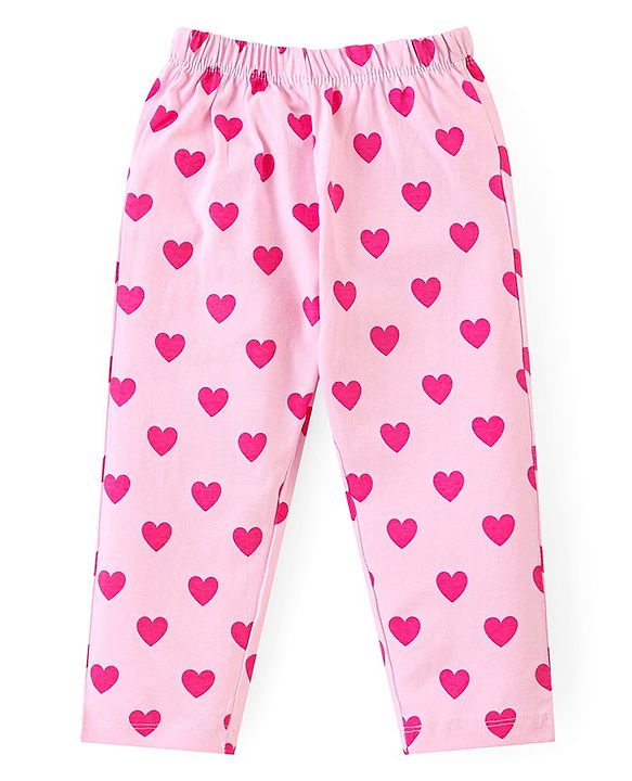 Babyhug Disney Single Jersey Knit Full Sleeves Front Open Night Suit With Daisy Duck & Hearts Print - Pink