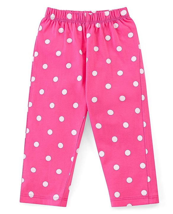 Babyhug Disney Single Jersey Knit Full Sleeves Front Open Night Suit With Pluto & Polka Dots Print - Dark Pink