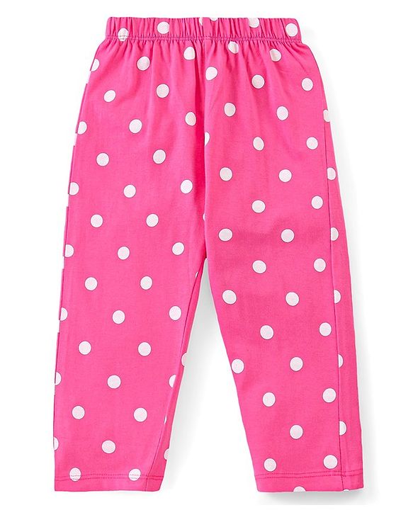 Babyhug Disney Single Jersey Knit Full Sleeves Front Open Night Suit With Pluto & Polka Dots Print - Dark Pink