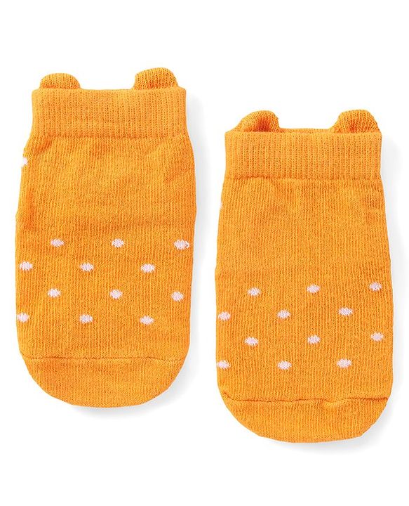Cute Walk by Babyhug Anti Skid Ankle Length Antibacterial Knitted Striped & Polka Dots Design Socks Pack Of 3 - Blue White & Yellow