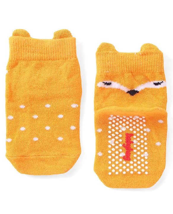 Cute Walk by Babyhug Anti Skid Ankle Length Antibacterial Knitted Striped & Polka Dots Design Socks Pack Of 3 - Blue White & Yellow