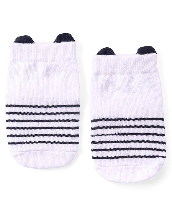 Cute Walk by Babyhug Anti Skid Ankle Length Antibacterial Knitted Striped & Polka Dots Design Socks Pack Of 3 - Blue White & Yellow