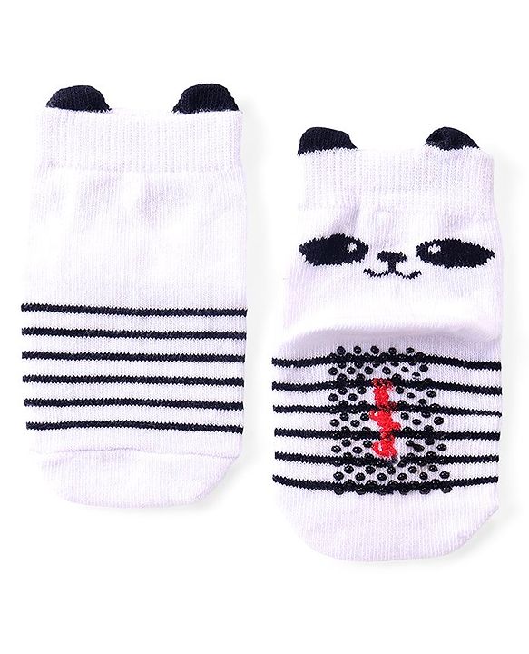 Cute Walk by Babyhug Anti Skid Ankle Length Antibacterial Knitted Striped & Polka Dots Design Socks Pack Of 3 - Blue White & Yellow