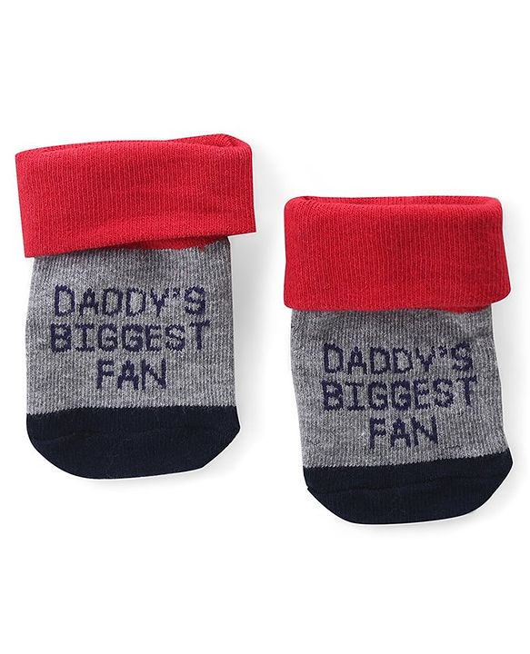 Cute Walk by Babyhug Anti Skid Ankle Length Antibacterial Knitted Striped & Text Design Socks Pack Of 3 - Blue Grey & White