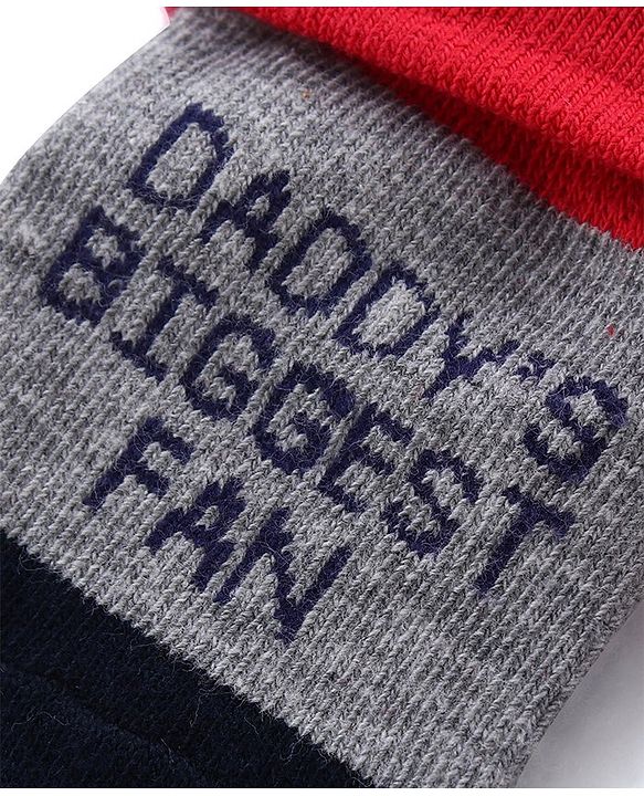 Cute Walk by Babyhug Anti Skid Ankle Length Antibacterial Knitted Striped & Text Design Socks Pack Of 3 - Blue Grey & White