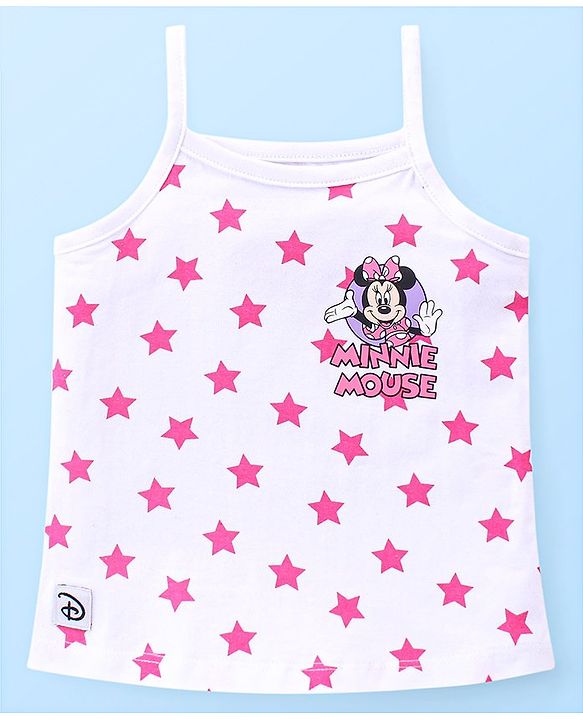 Babyhug Disney Cotton Lycra Knit Singlet Sleeves Slips With Minnie Mouse & Friends Graphics Pack of 3 - Pink & White