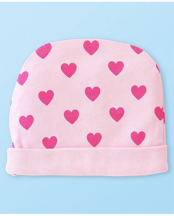 Babyhug Disney Cotton Knit Cap Mittens & Booties Set with Heart & Daisy Duck Graphic - Pink