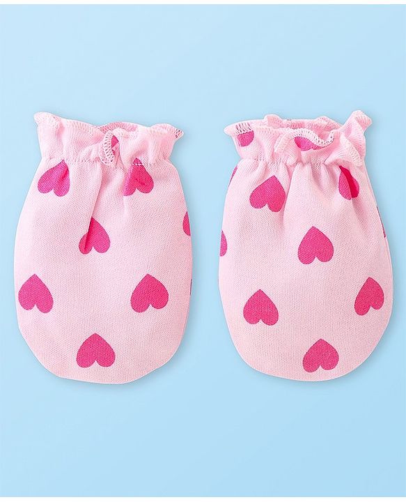 Babyhug Disney Cotton Knit Cap Mittens & Booties Set with Heart & Daisy Duck Graphic - Pink