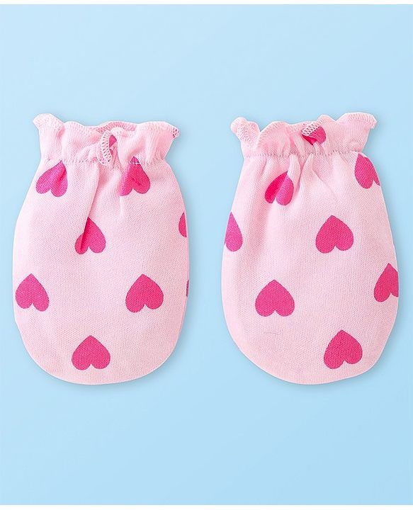 Babyhug Disney Cotton Knit Cap Mittens & Booties Set with Heart & Daisy Duck Graphic - Pink