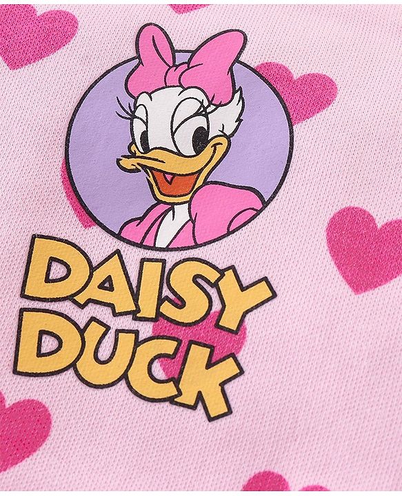 Babyhug Disney Cotton Knit Cap Mittens & Booties Set with Heart & Daisy Duck Graphic - Pink