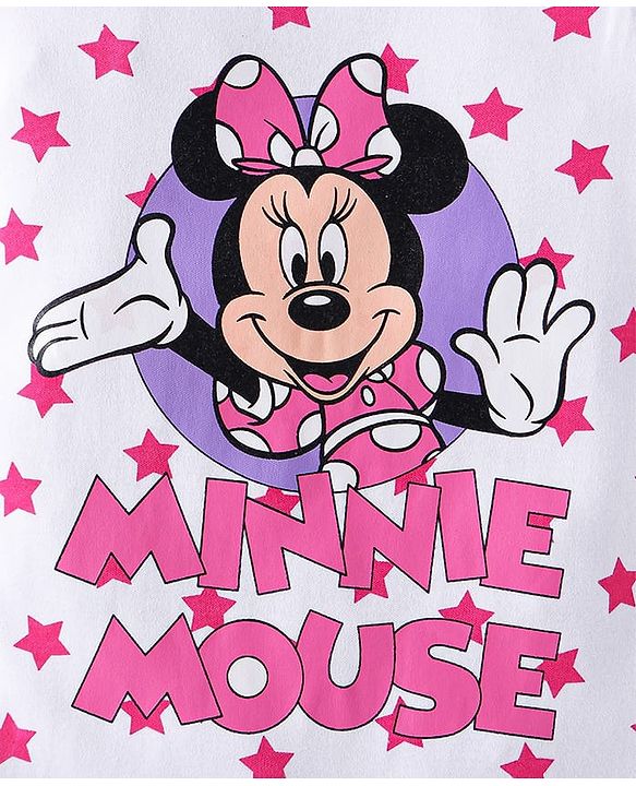 Babyhug Disney Interlock Knit Full Sleeves Polka Dots & Minnie Mouse & Friends Printed Romper with Frill Detailing Pack of 3 - Pink & White