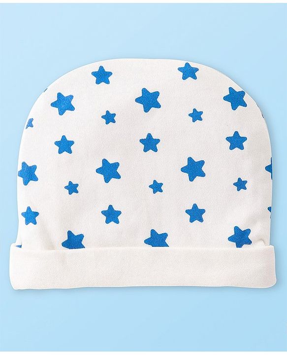 Babyhug Disney Interlock Knit Cap Mittens & Booties Set Mickey Mouse & Star Printed - White