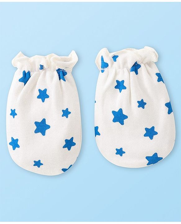 Babyhug Disney Interlock Knit Cap Mittens & Booties Set Mickey Mouse & Star Printed - White