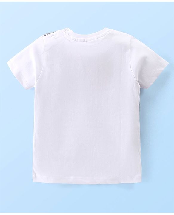 Babyhug Cotton Knit Half Sleeves T-Shirt With Bow &  Attached Waist Coat & Shorts Set - White & Grey