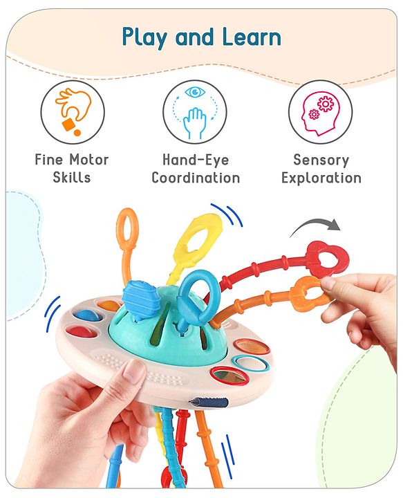 Babyhug Little Explorer's Ufo Montessori Toy | Sensory Toy For Babies To Spark Curiosity And Sensory Exploration | Developmental Play | Builds Eye-Hand Coordination | Multicolor | BIS Certified