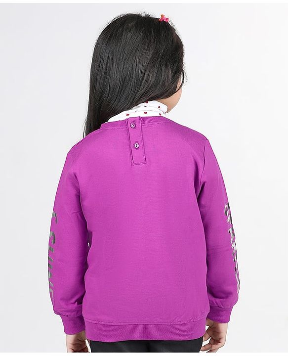 Babyhug 100% Cotton Knit Full Sleeves Sweatshirt with Star Graphics Sequined &  Foil Print - Pink
