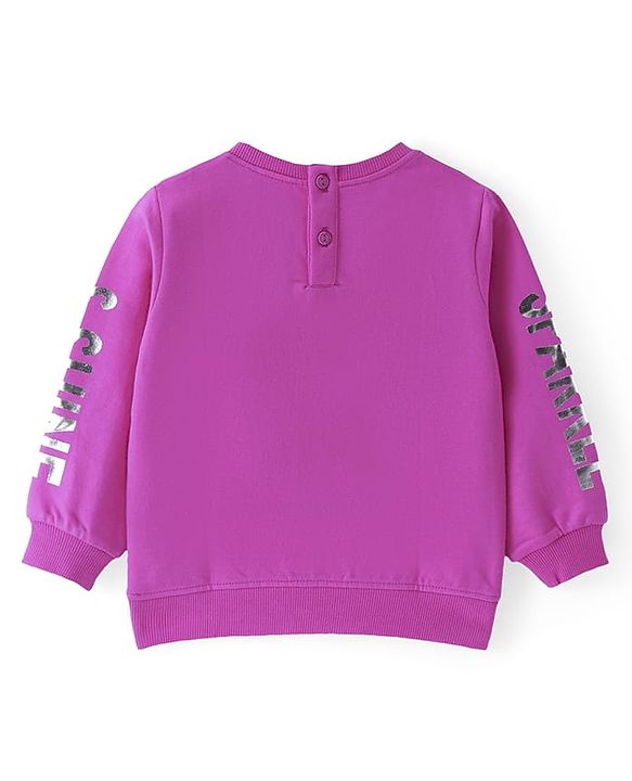 Babyhug 100% Cotton Knit Full Sleeves Sweatshirt with Star Graphics Sequined &  Foil Print - Pink
