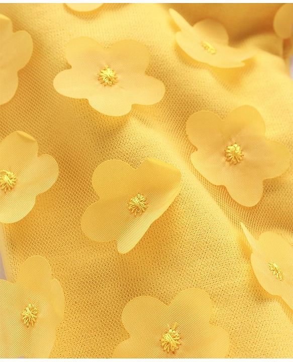 Babyhug 100% Cotton Knit Full Sleeves Sweatshirt with Butterfly Lace Embroidered & Floral  Applique - Yellow