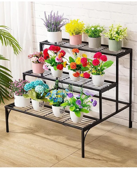 Ecofynd Trio Heavy Duty Metal Plant Stand for Indoor and Outdoor