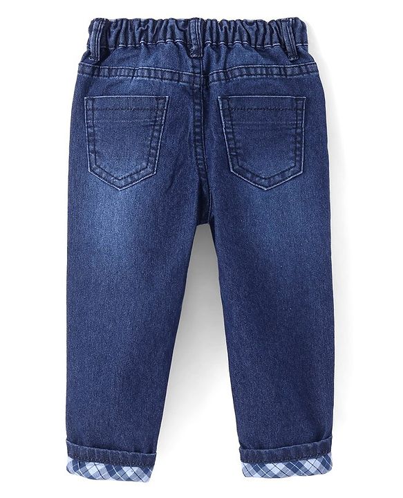 Babyhug Full Length Denim Jeans With Text Print - Blue