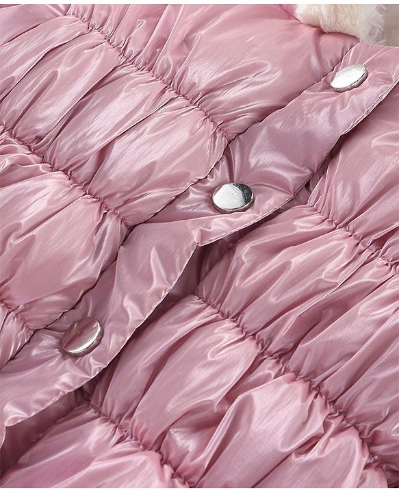 Babyhug Woven Full Sleeves Hooded Puffer Jacket with Hood & Solid Colour - Pink