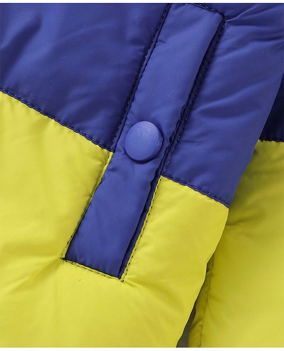 Babyhug Full Sleeves Front Open Padded Hooded Jacket with Colour Block Design & Patch Detailing - Multicolour