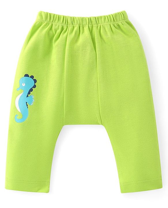 Babyhug Cotton Knit Anti-Microbial Ankle Length Diaper Leggings with Fish Print Pack of 5 - Multicolour